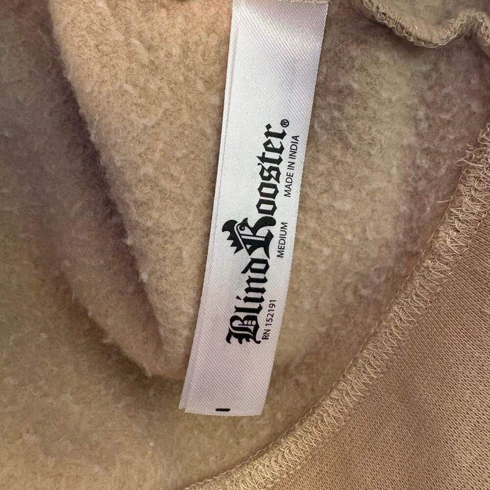 Blind Rooster by Ravelheart Embroidered Sweatshirt --Pale Khaki / Mushroom sz M - Picture 9 of 11